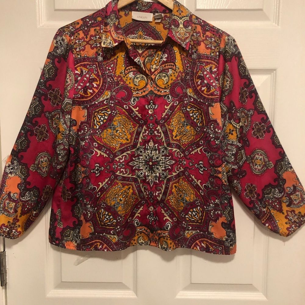 Chico’s paisley silky shirt size 1